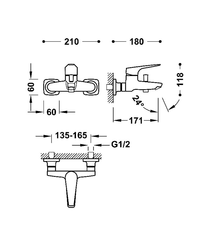 canigoo MITIGEUR BAIGNOIRE APPARENT MURAL CANIGO TRES PLUS CHROME bps tunisie