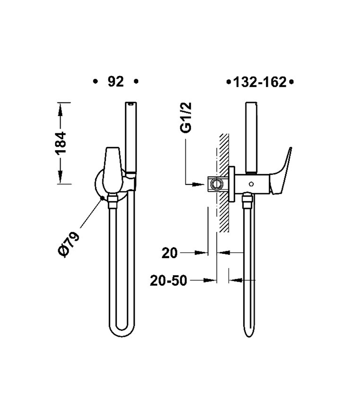 plan-de-douchette MITIGEUR ENCASTRE POUR WC CANIGO TRES CHROME bps tunisie